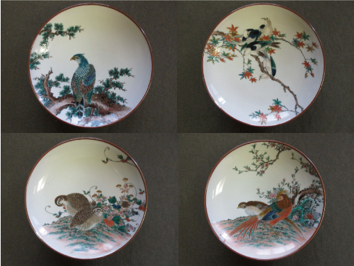 色絵花鳥絵替皿