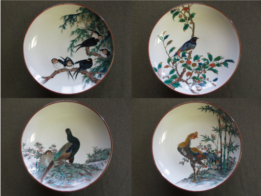 色絵花鳥絵替皿