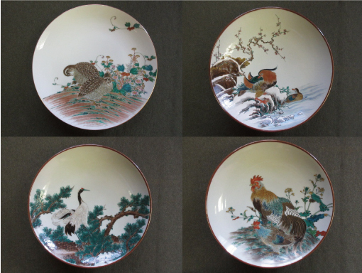 色絵花鳥絵替皿