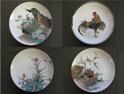 色絵花鳥絵替皿