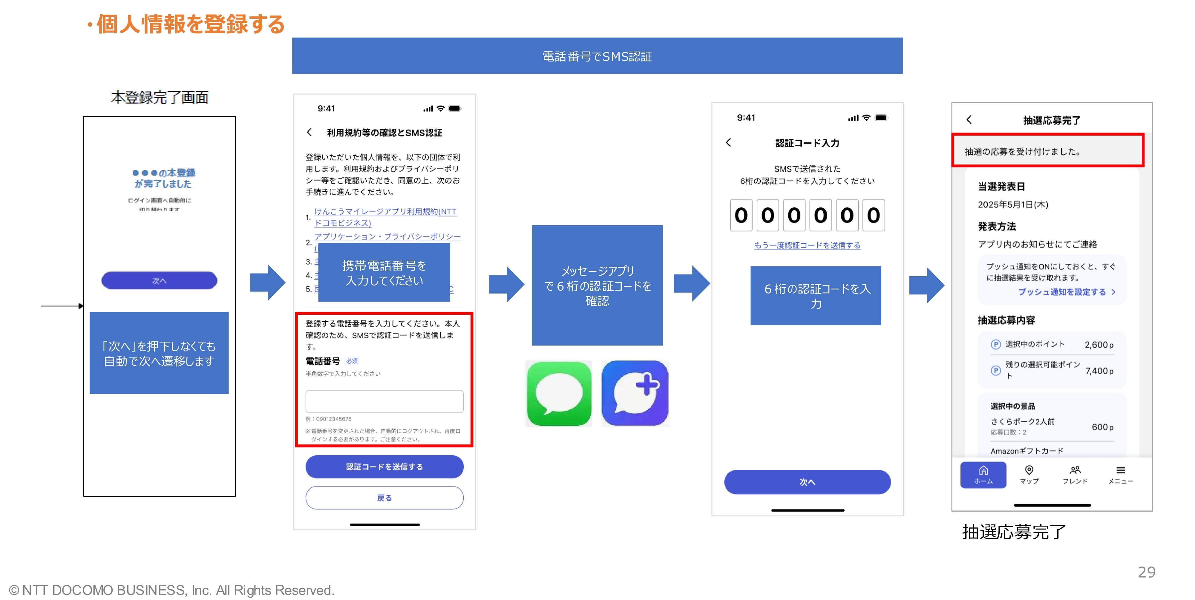 個人情報登録SMS認証